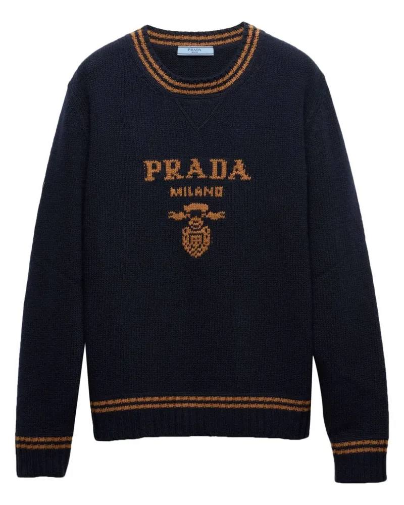 Prada Pullover mit Logo-Intarsie - Blau Blau