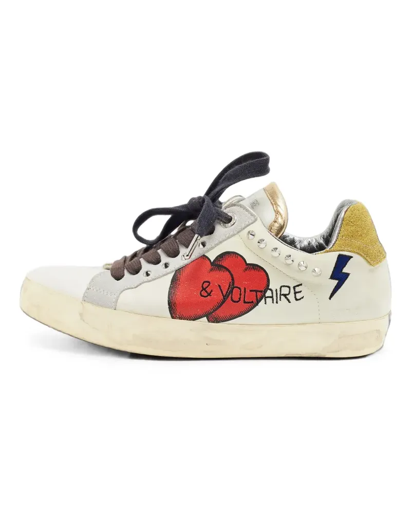 Zadig & Voltaire studded graphic-print sneakers - Weiß Weiß