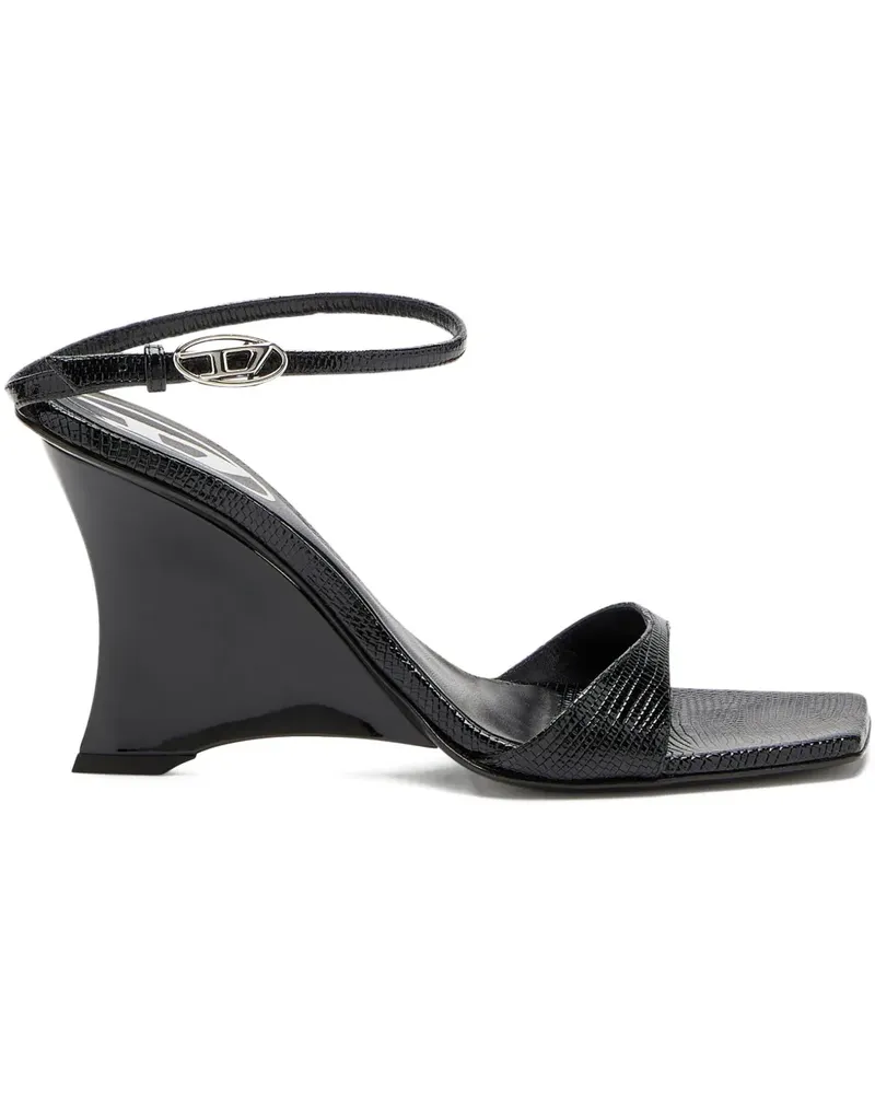 Diesel Sandalen mit Eidechsen-Effekt - Schwarz Schwarz