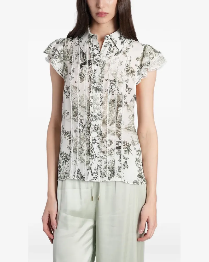 Alice + Olivia floral-print ruffled blouse - Weiß Weiß