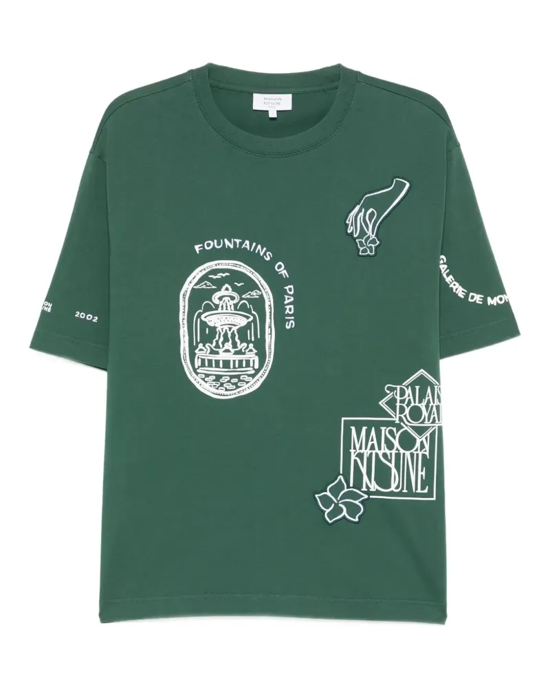 Kitsuné Art Nouveau stamp-print T-shirt - Grün Grün