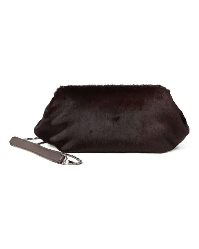 Brunello Cucinelli Clutch aus Kalbshaar - Braun Braun