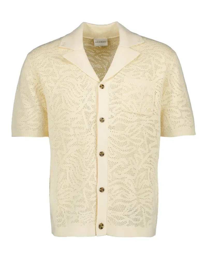 Drôle de Monsieur lace-effect knit short-sleeve shirt - Nude Nude