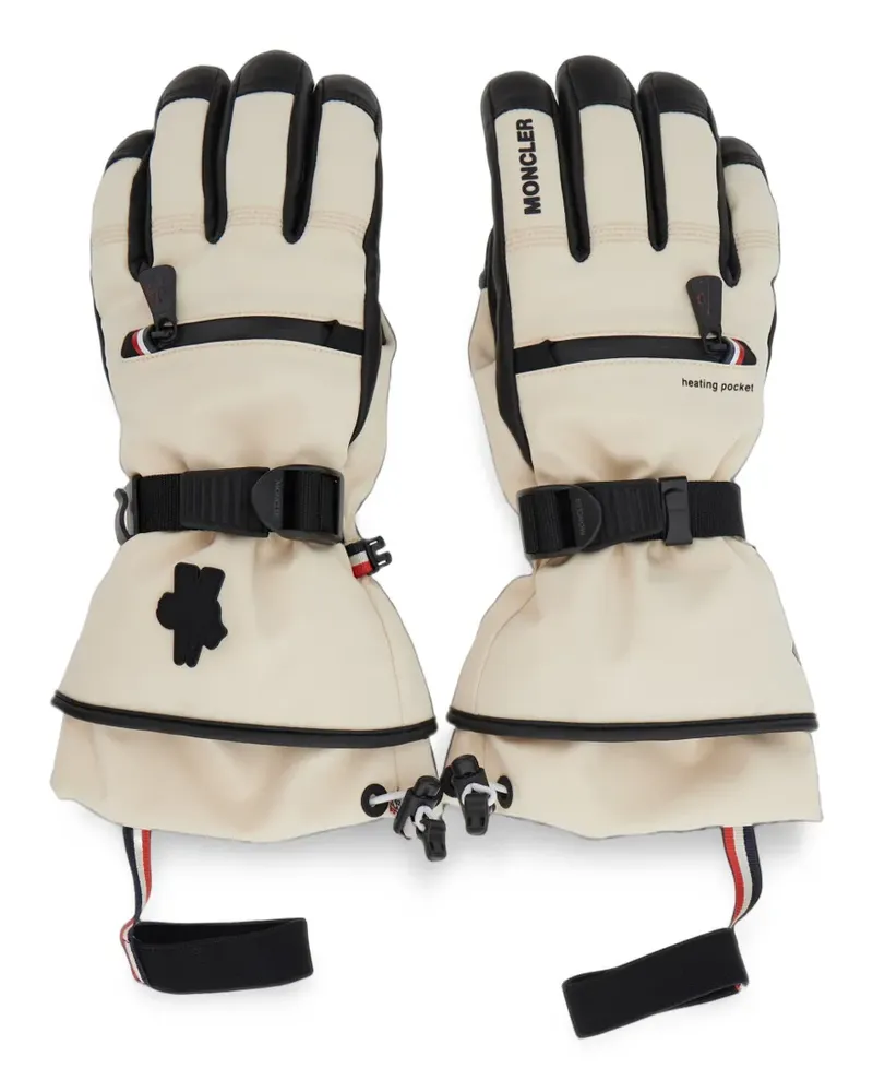 Moncler logo-patch buckled gloves - Nude Nude