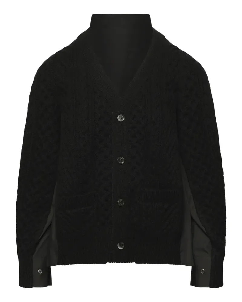 Sacai cable-knit panelled cardigan - Schwarz Schwarz