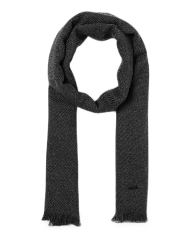 Brooksfield ribbed-knit wool scarf - Grau Grau