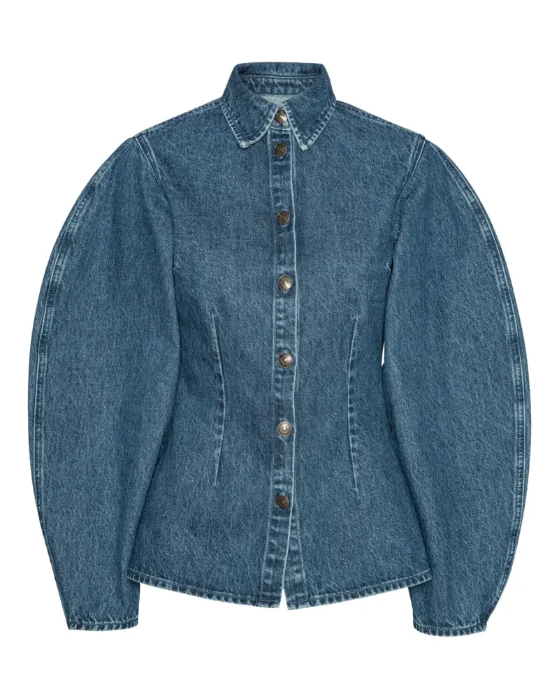 ROTATE Birger Christensen puff-sleeves fitted denim shirt - Blau Blau