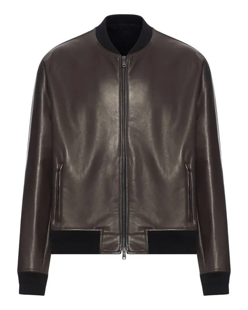 Salvatore Santoro zip-up leather jacket - Braun Braun