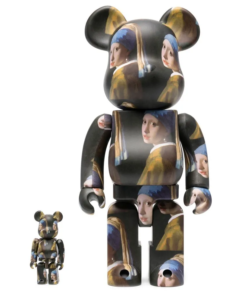 Medicom Toy x Johannes Vermeer Girl BE@RBRICK 100% und 400% Figuren-Set Schwarz
