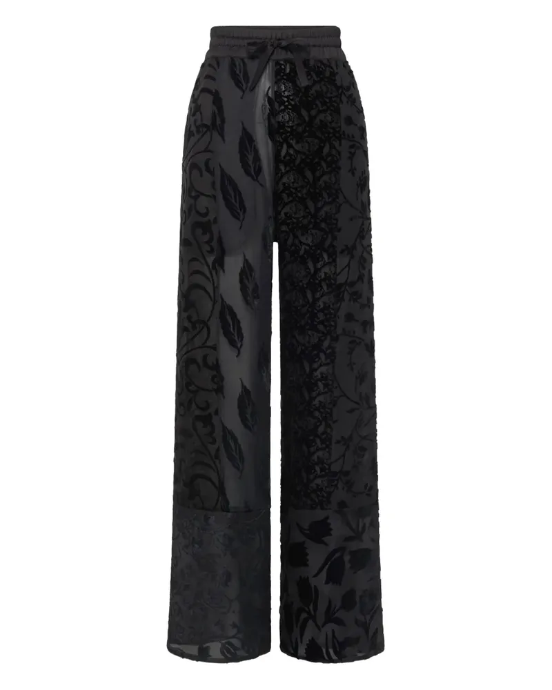 Marine Serre Kordelzug-Hose mit Blumenmuster - Schwarz Schwarz