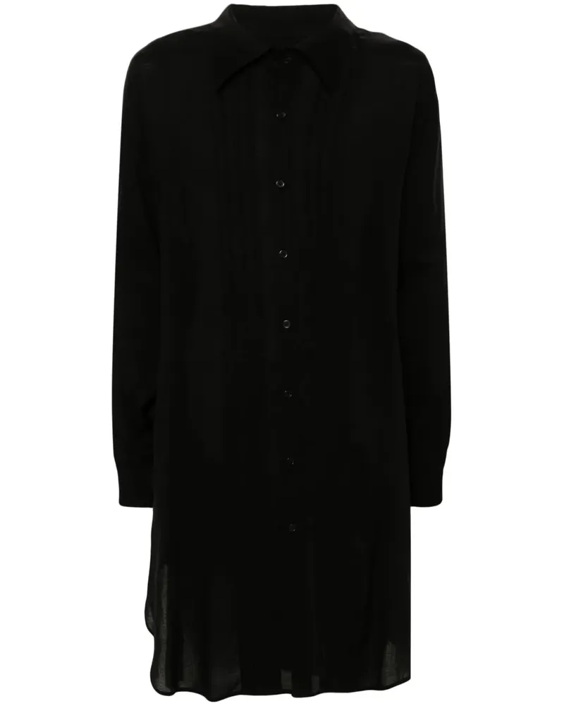 Yohji Yamamoto Hemd mit Faltendetail - Schwarz Schwarz