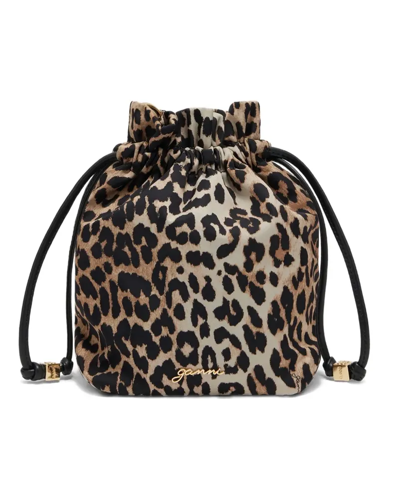 Ganni Beuteltasche mit Animal-Print - Nude Nude