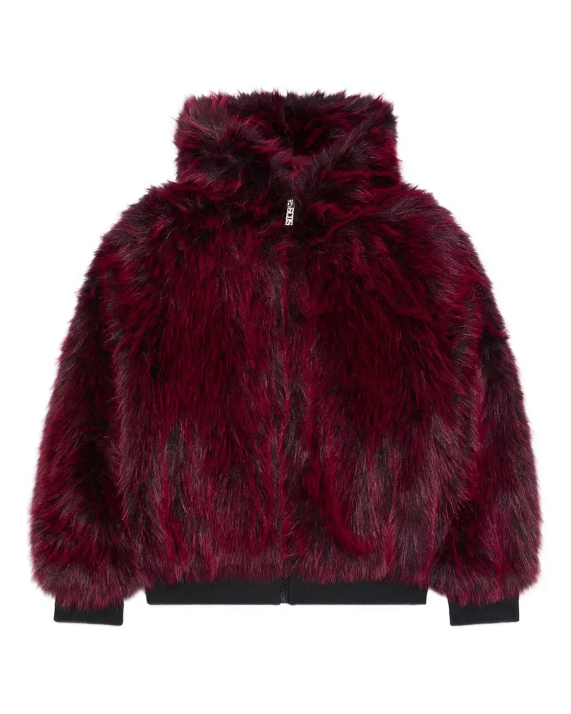 GCDS Kapuzenjacke mit Pelzbesatz - Rot Rot