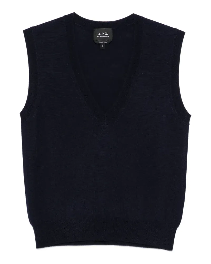 A.P.C. V-neck knitted vest - Blau Blau