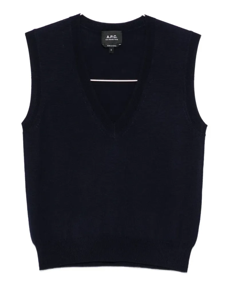 A.P.C. V-neck knitted vest - Blau Blau