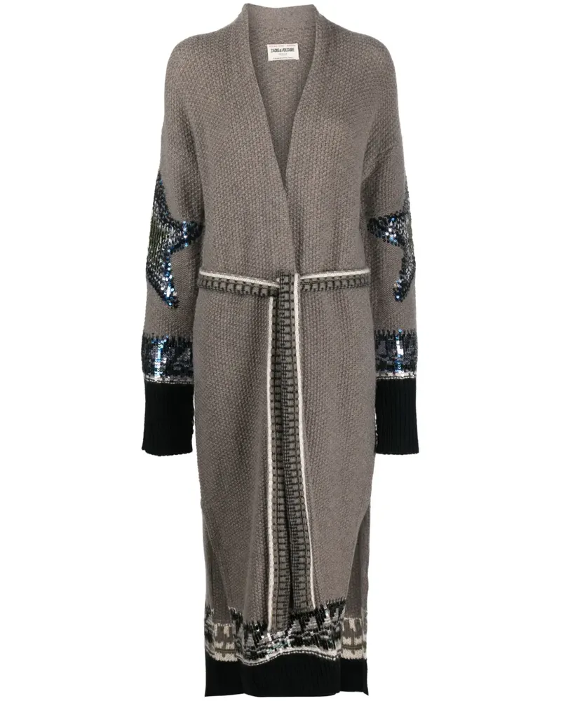 Zadig & Voltaire Rosanny Strickmantel mit Pailletten - Grau Grau