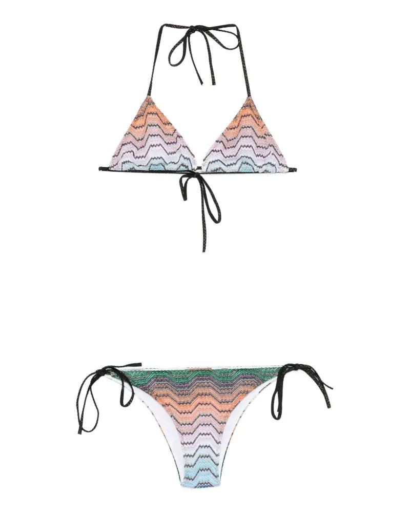 Missoni zigzag-knit triangle bikini - Orange Orange