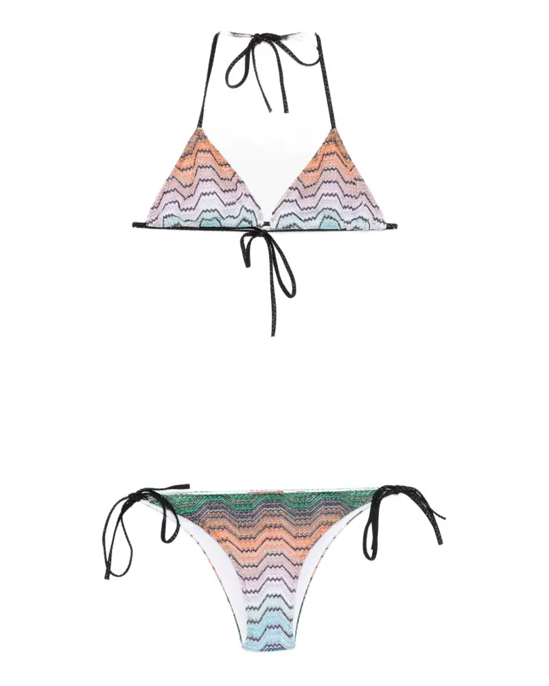 Missoni zigzag-knit triangle bikini - Orange Orange