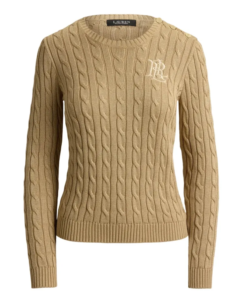 Ralph Lauren Zopfmuster-Pullover mit Knopfdetail - Nude Nude