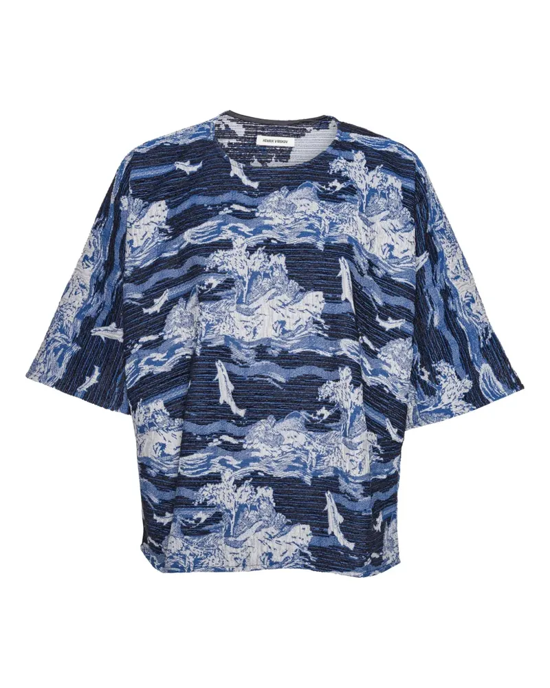 Henrik Vibskov T-Shirt mit Landschafts-Print - Blau Blau
