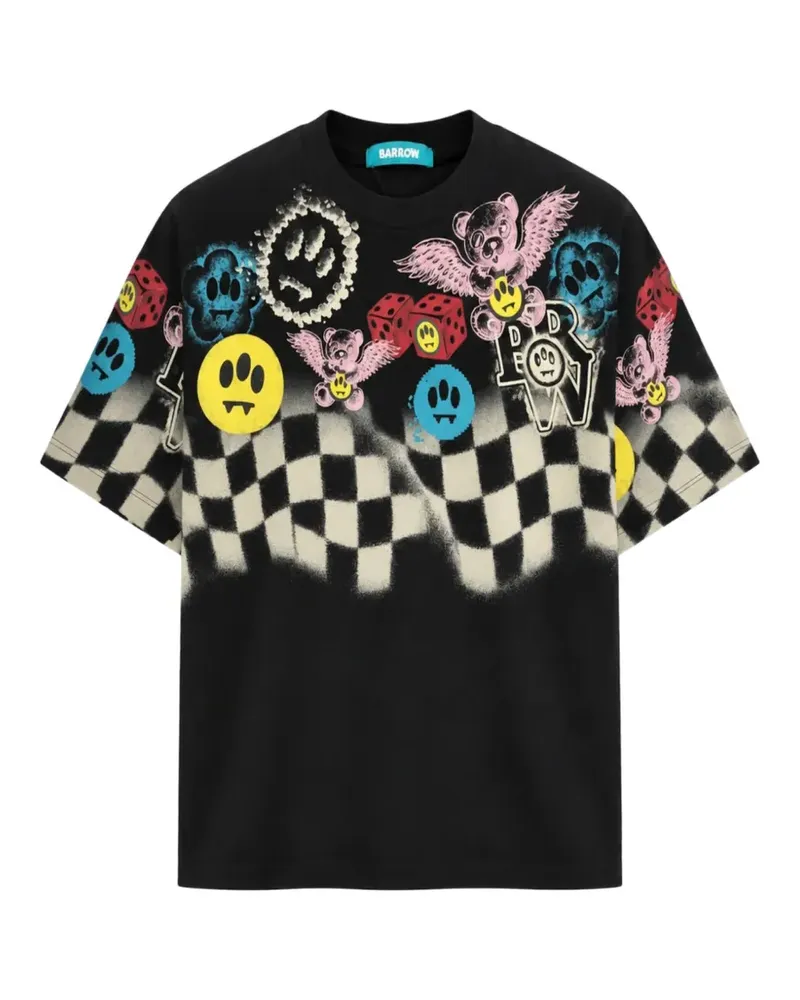 BARROW graphic-print checkered T-shirt - Schwarz Schwarz