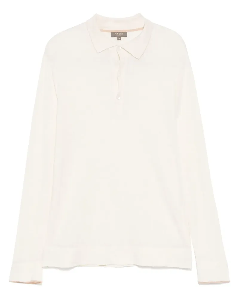 N.Peal Langärmeliges Poloshirt - Nude Nude