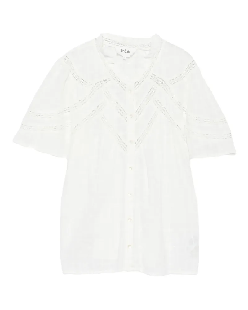 ba&sh Baria Puffärmel-Oberteil mit Spitzenbesatz - Weiß Weiß