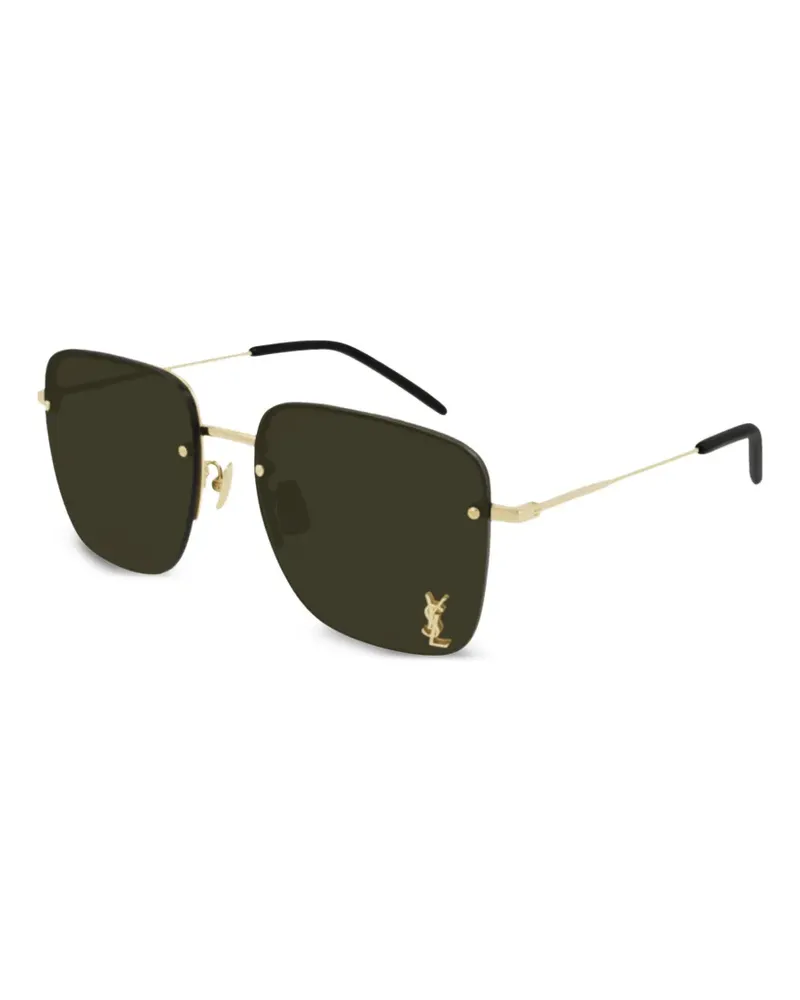 Saint Laurent logo square-frame sunglasses - Gold Gold