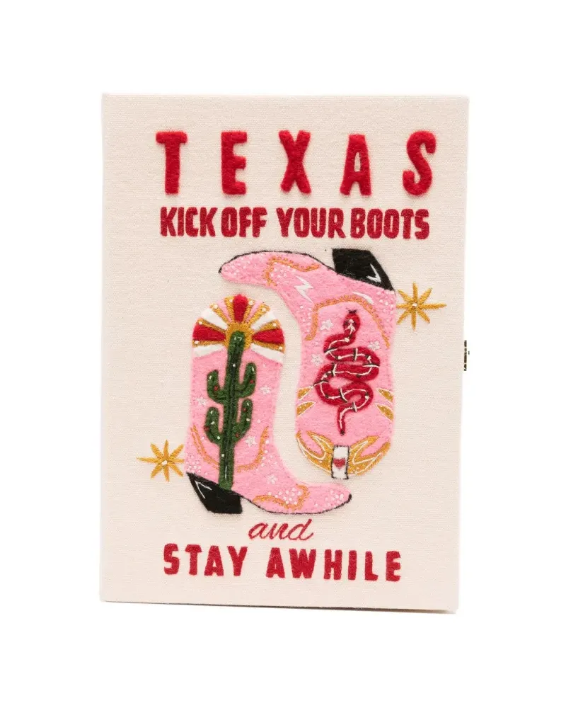 Olympia Le-Tan Mini Kick Off Your Boots Clutch mit Stickerei - Nude Nude