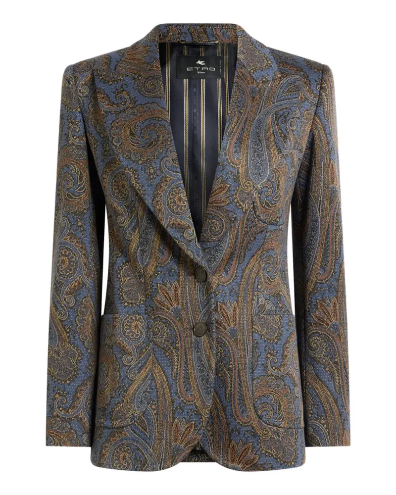 Etro single-breasted cotton-blend jacquard jacket with Paisley motif - Blau Blau