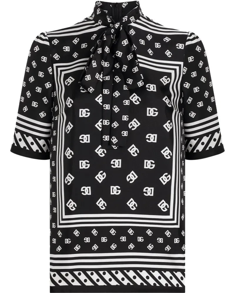 Dolce & Gabbana Bluse mit DG-Print - Schwarz Schwarz