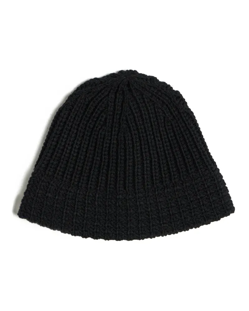 Yohji Yamamoto Gerippte Beanie - Schwarz Schwarz
