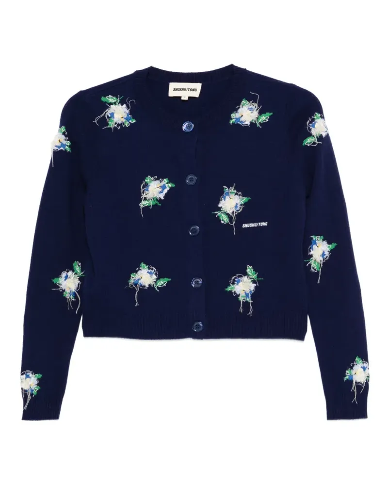 SHUSHU/TONG floral embroidery cardigan - Blau Blau