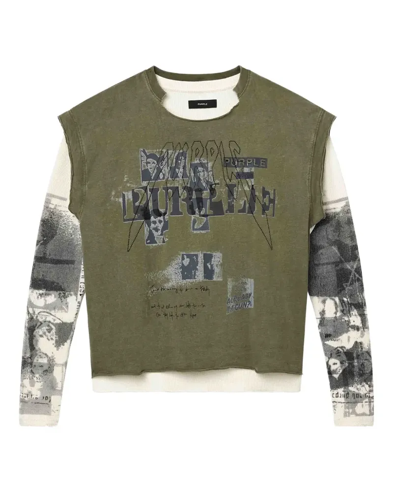PURPLE BRAND layered graphic-print t-shirt - Grün Grün