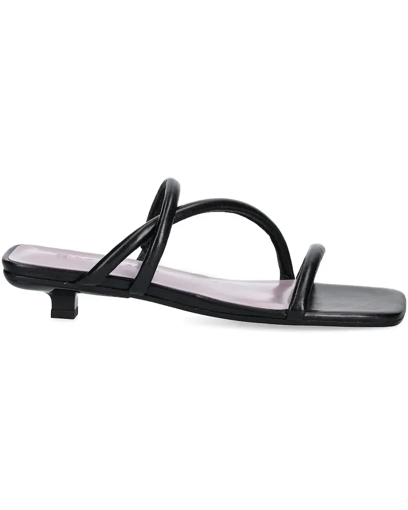 by FAR Kitten-Heel-Pantoletten mit Lederband 35mm - Schwarz Schwarz