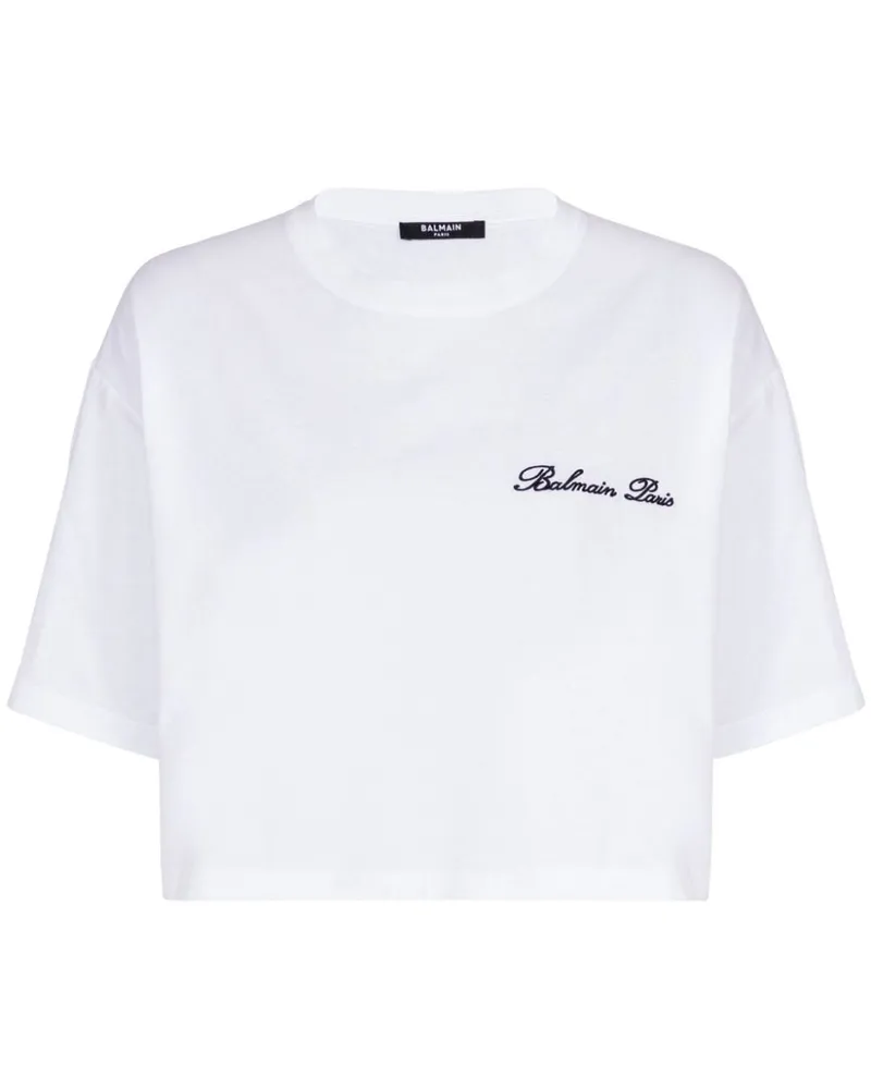 Balmain T-Shirt mit Logo-Stickerei - Weiß Weiß