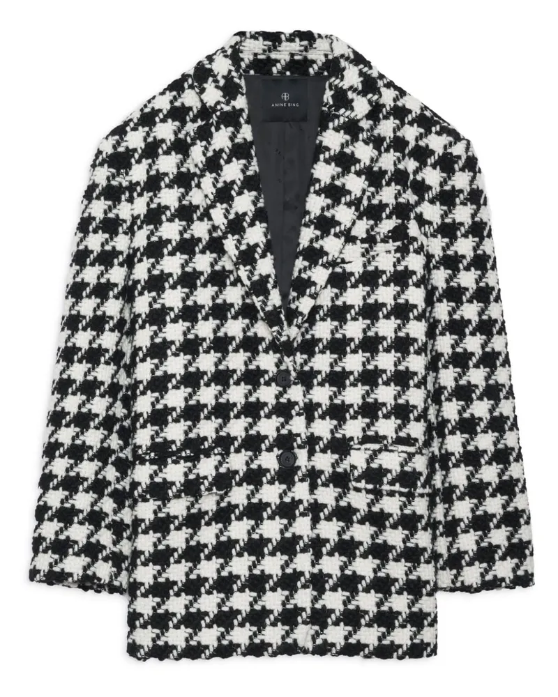 Anine Bing Blazer mit Hahnentrittmuster Schwarz