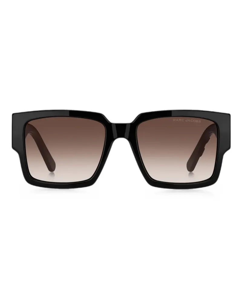 Marc Jacobs Eckige Sonnenbrille mit Logo - Schwarz Schwarz