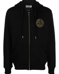 Versace Jeans Hoodie mit Logo-Stickerei Schwarz