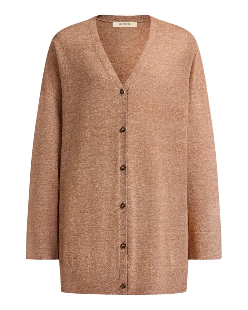 12 STOREEZ Cardigan mit V-Ausschnitt - Braun Braun