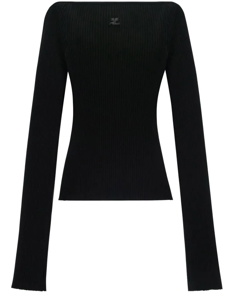 Courrèges Schulterfreier Pullover Schwarz