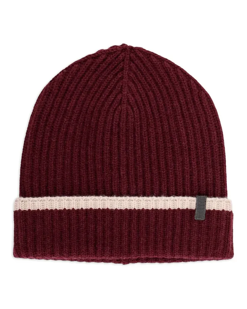 Brunello Cucinelli Gerippte Beanie - Rot Rot