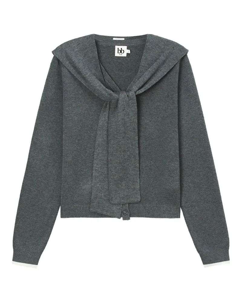b+ab sailor-collar contrast-trim cardigan - Grau Grau