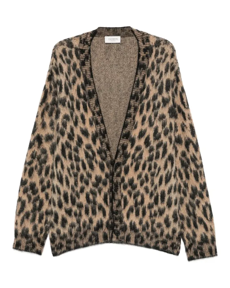 Laneus Cardigan mit Leopardenprint - Nude Nude