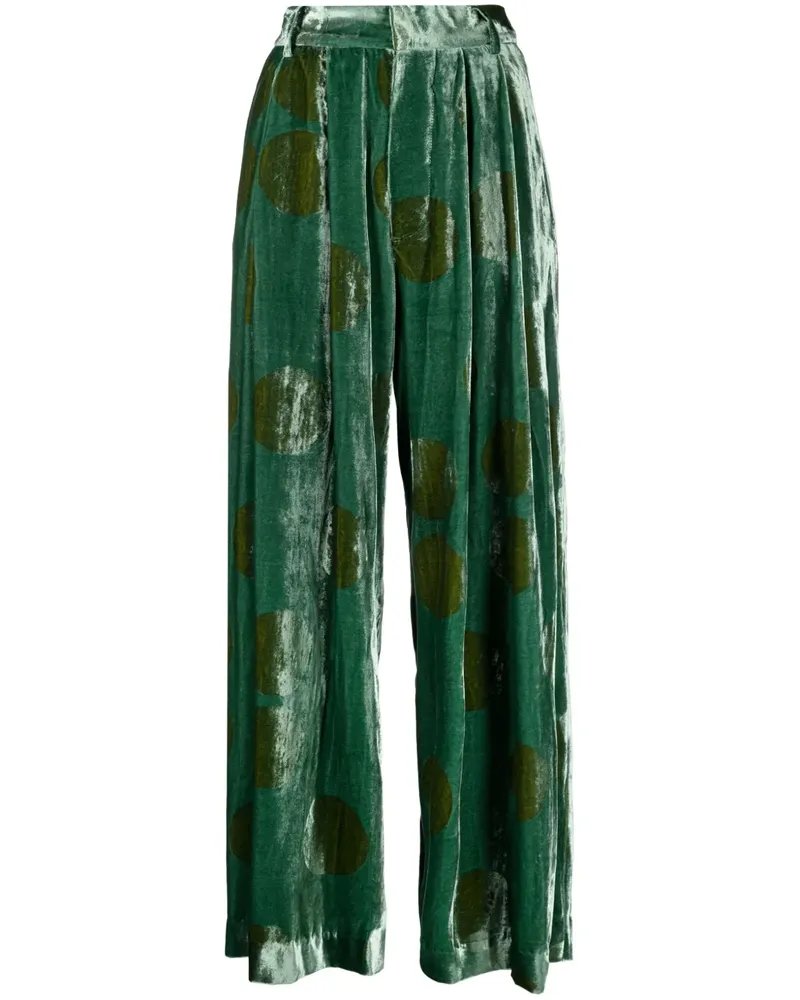 Uma Wang Weite Hose mit Falten - Grün Grün