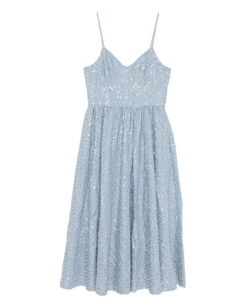 Sandro Gestreiftes Midikleid mit Pailletten - Blau Blau