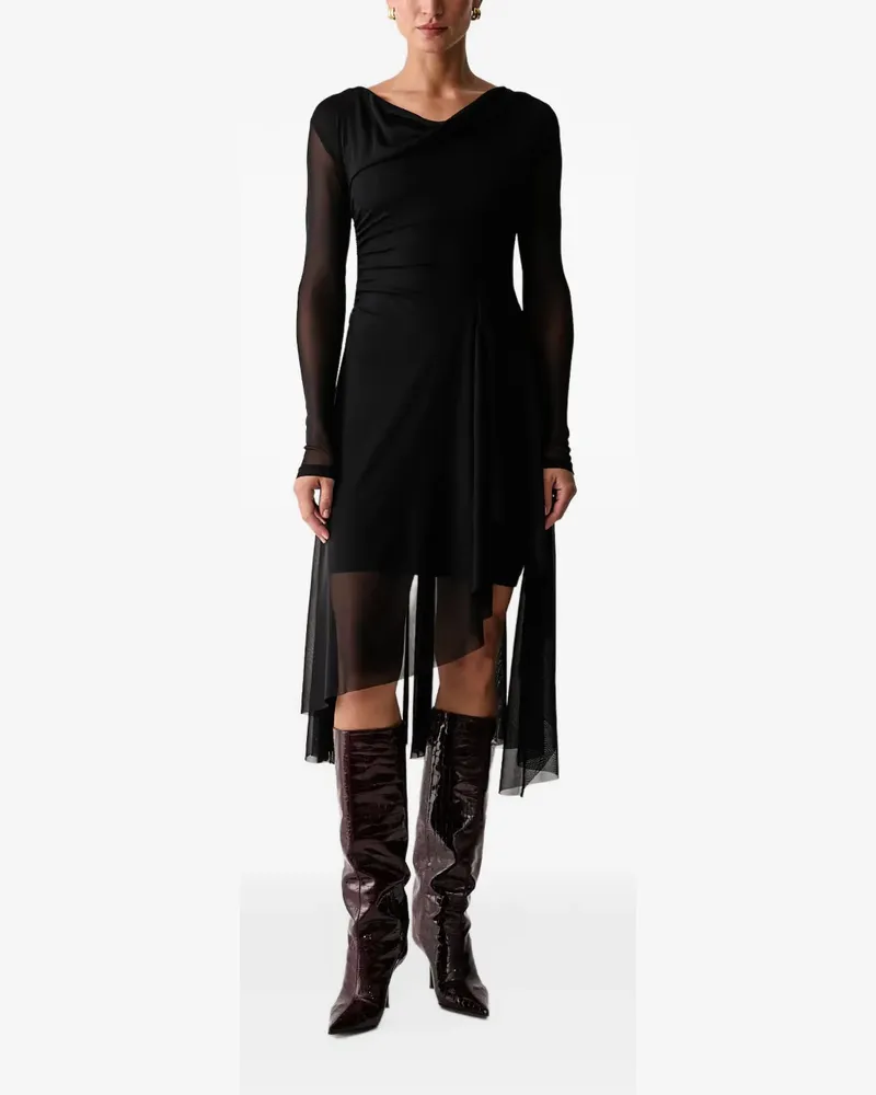 AllSaints Loria asymmetric mesh-panelled asymmetric dress - Schwarz Schwarz