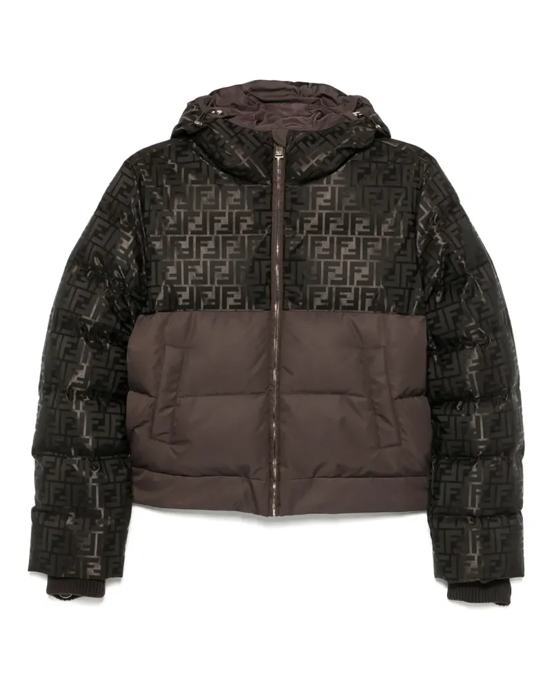 Fendi Steppjacke mit Kapuze und FF-Logo - Braun Braun