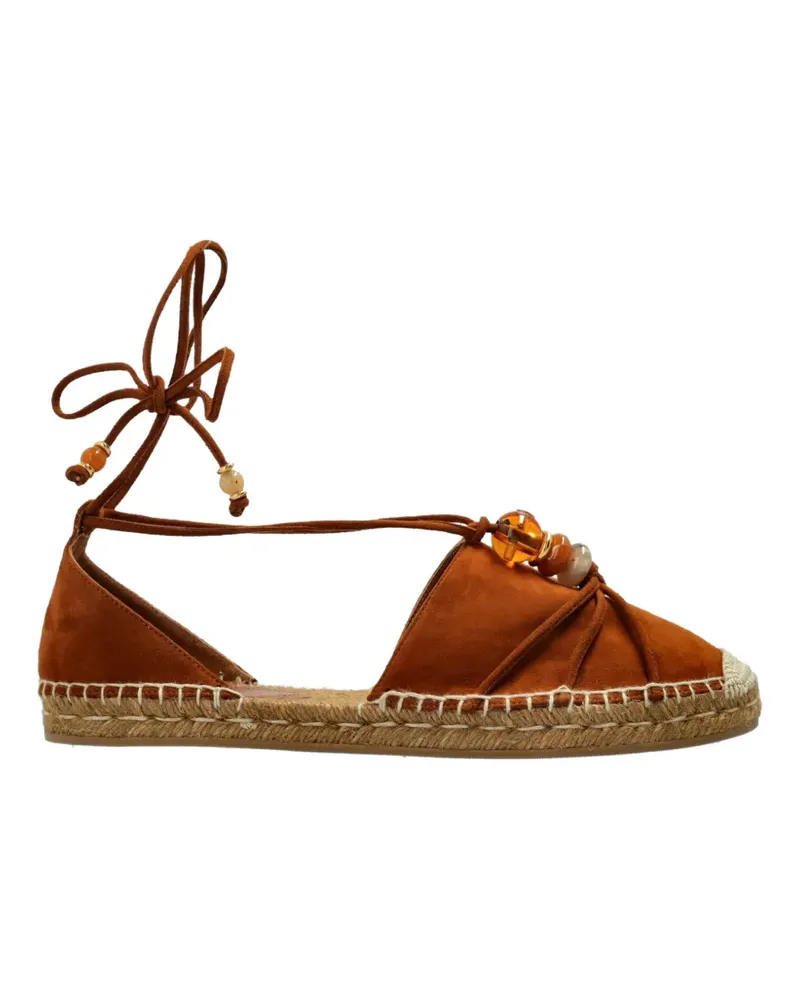 Jimmy Choo Lemi bead-embellished leather ballet flats - Braun Braun