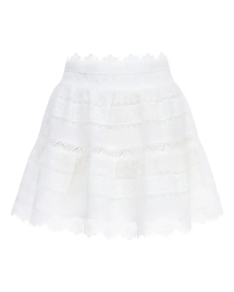 WAIMARI lace-trim tiered mini skirt - Weiß Weiß